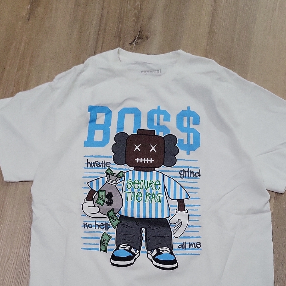 White Graphic T-Shirt with Boss Design